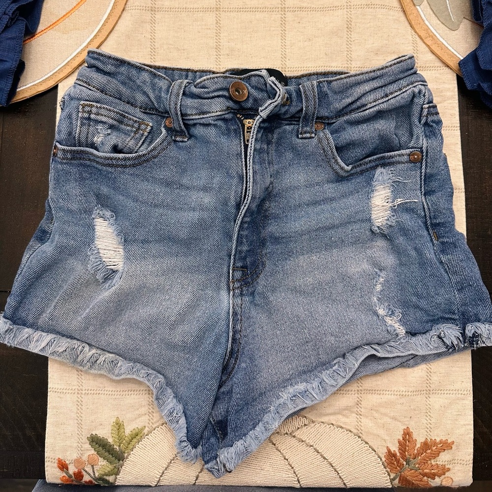 Kendall & Kylie Distressed Denim Shorts